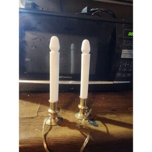 Vintage Candlestick Brass Base Christmas Set Window Candles‎ Electric, Tested